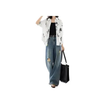DIALOGUE x KAIYILAIWEN,LIANMINGKUAN Shirt Women's Black White Rose Print
