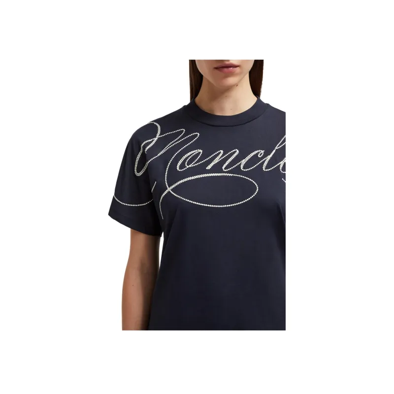 Moncler Embroidered Cursive Logo Crewneck T Shirt-2