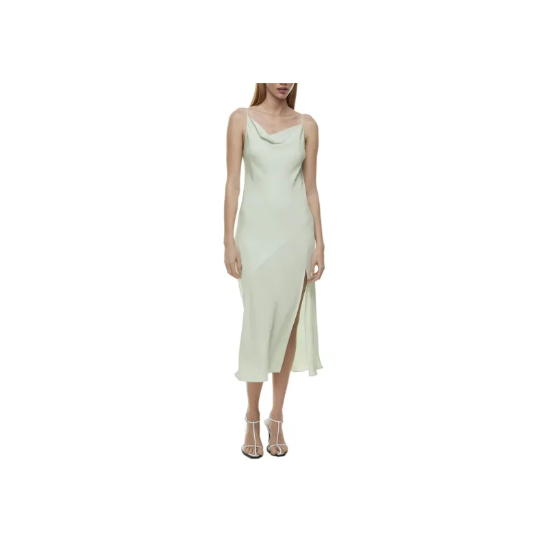 ARITZIA Babaton Fonda Satin Dress Slip Dresses Women's Soft Chip Mint-2