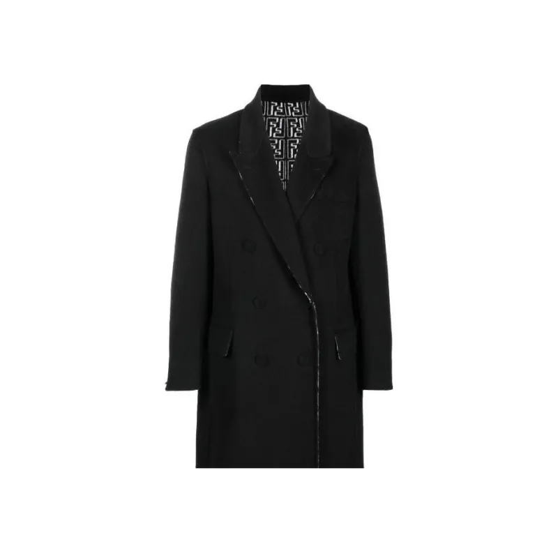 FENDI Reversible Double Breasted Wool Coat-4