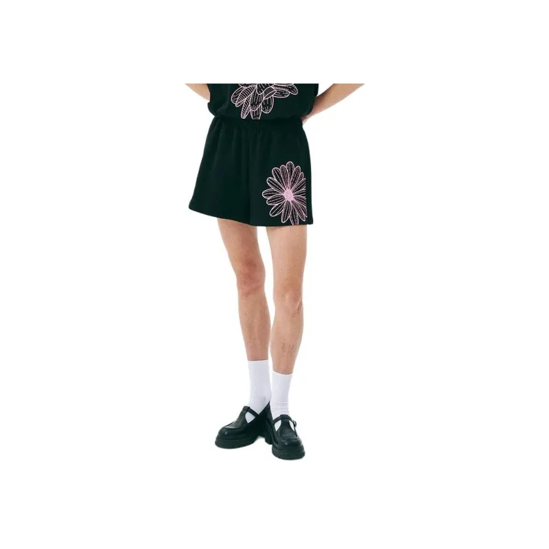 MARDI MERCREDI SS25 SWEAT SHORTS FLOWER_BLACK PINK Casual Shorts Korean Style Women's Black Pink-0