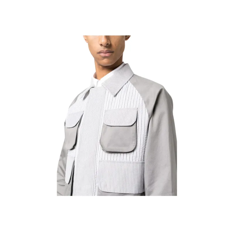 THOM BROWNE Pocket Detailed Striped Jacket-1