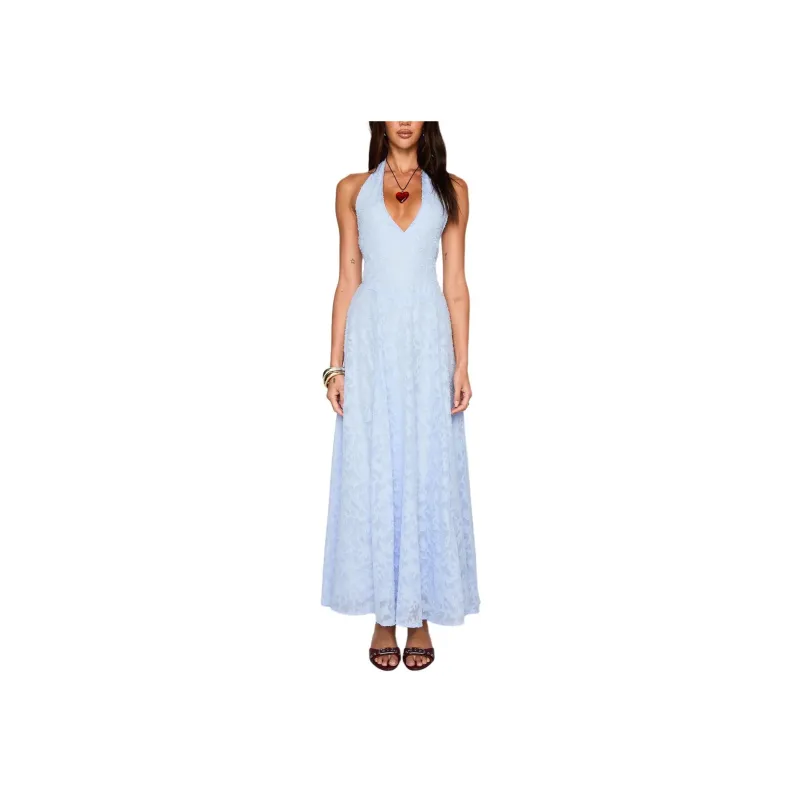 PRINCESS POLLY HOURS IN SILENCE DROP WAIST MAXI DRESS Sleeveless Dress Women's BLUE/Blue-0