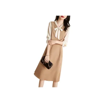 Mo Han Yi Mei Long Sleeved Dress Women's Light Khaki