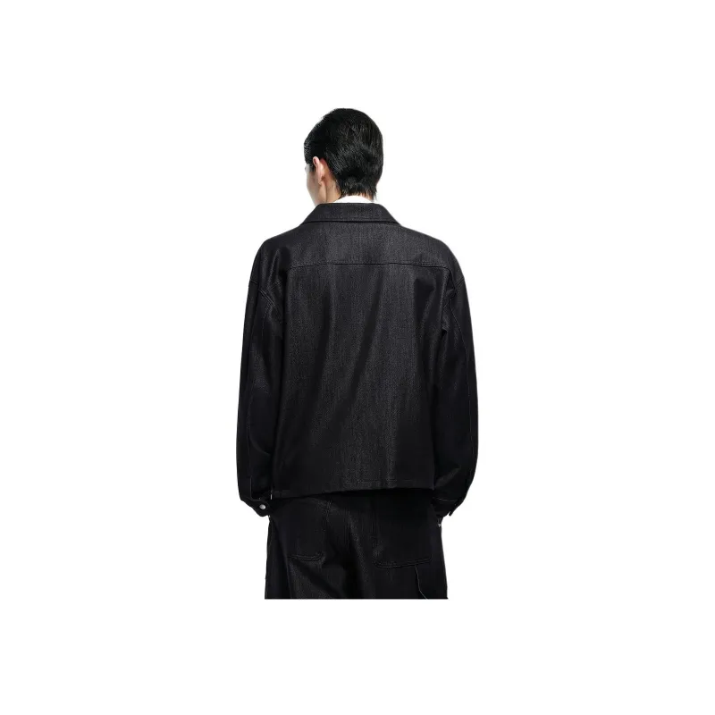PEACEBIRD MEN Shirt Men's Denim Pitch Black 1-2