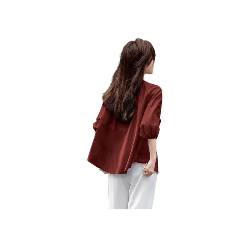 Mo Han Yi Mei Shirt Women's Burgundy-0