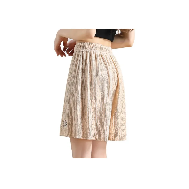 Jean West Resort Style Solid Color High Rise Knee Length Pants Outerwear Thin Petite Summer Women's Apricot-16