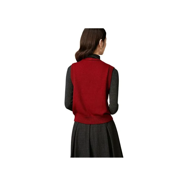 Late White Vest Women's Burgundy-0