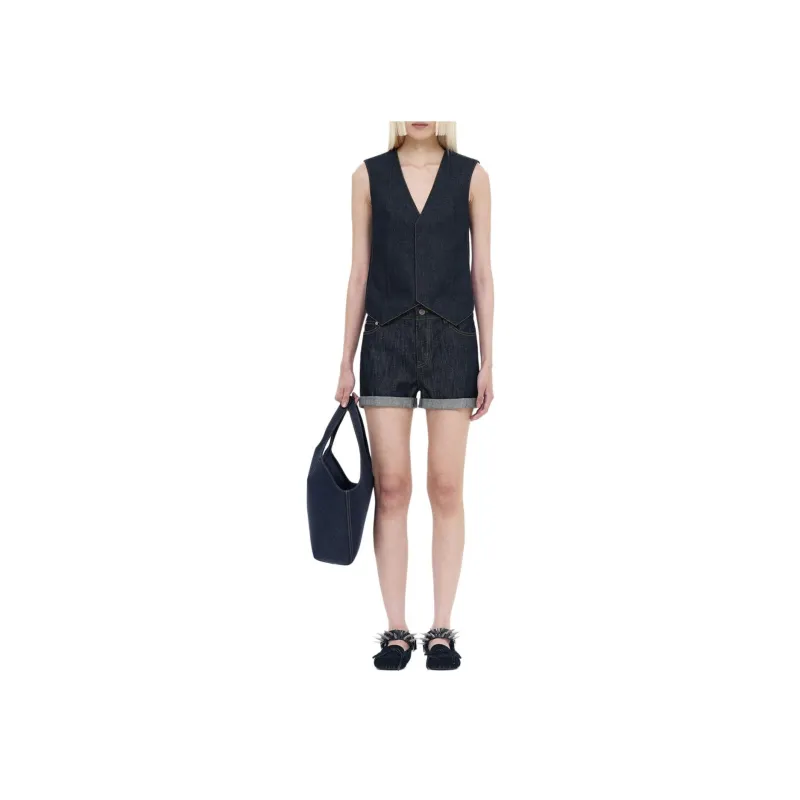 WE11DONE SS24 Denim Shorts Women's Marine Blue-2