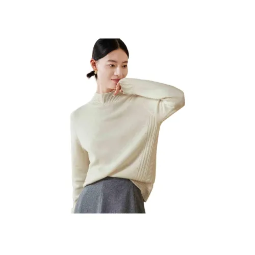 MIHUANG 화이트 여성 캐시미어 스웨터