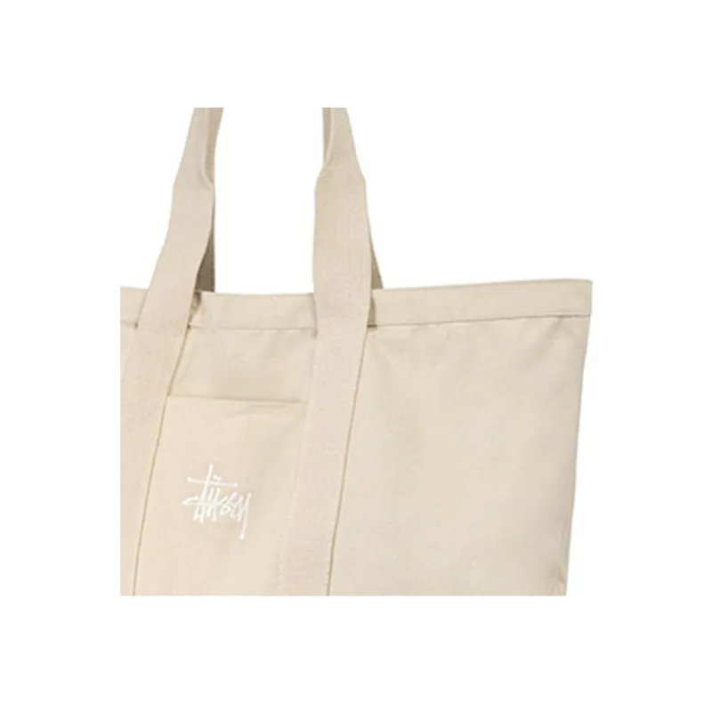 Stussy Cotton Canvas Tote Bag, Shopping Bag, Canvas Bag, Handbag Extra Large Unisex Ecru-3