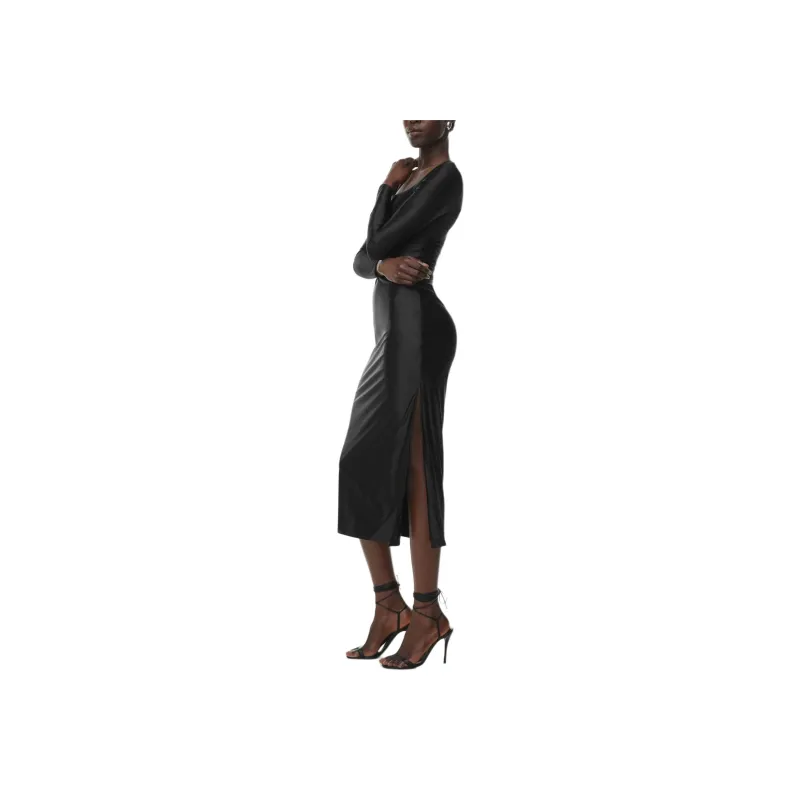 ARITZIA Ten Satinette Starlit Dress Long-Sleeved Dresses Women's BLACK/Black-3
