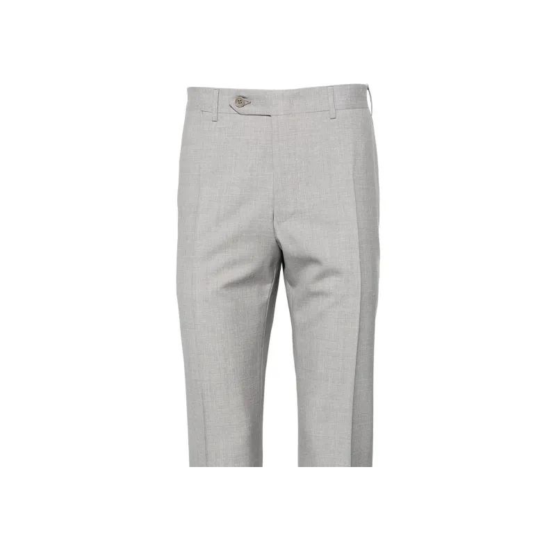 Canali Tapered-leg Wool Tailored Trousers-5
