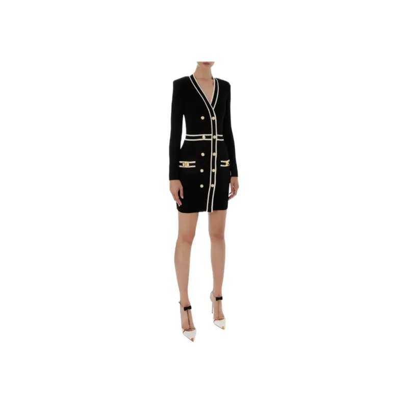 Elisabetta Franchi Long-Sleeved Dresses Women's Black-2