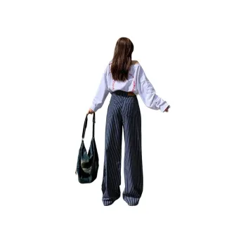 Wen Shan Jeans Women's Dark Blue Stripes