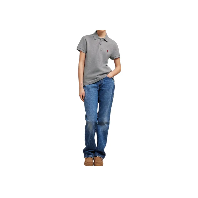 Ami Adc Polo Shirt 'Heather Grey'-2