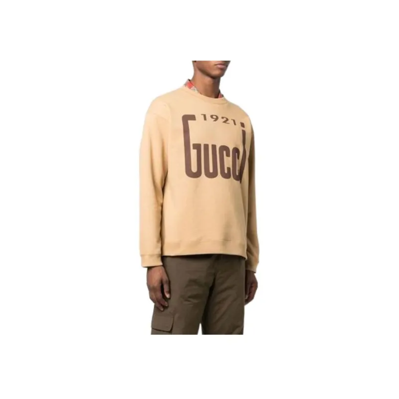 GUCCI 1921 Series SS22 CrewNeck Long Sleeve Sweatshirt Brown-2
