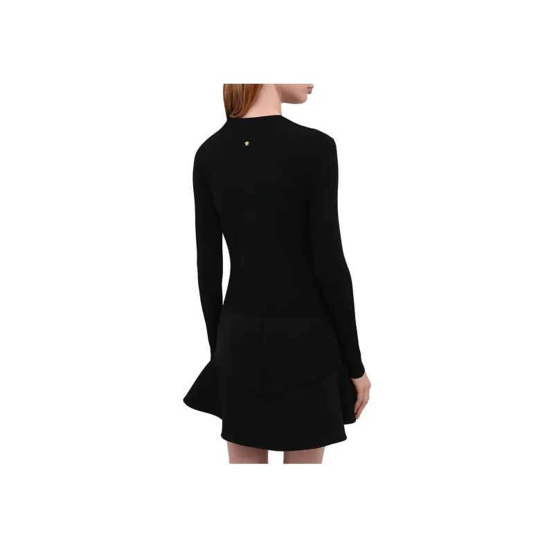 VERSACE Cutout Long Sleeve Sweater Black-2