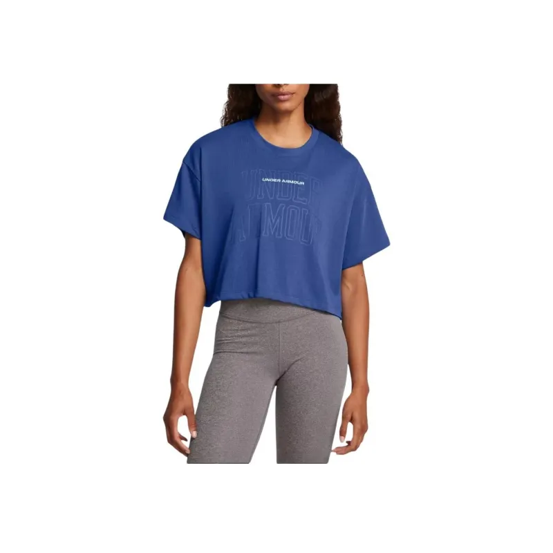 Under Armour Varsity Drop Shoulder Sleeve T Shirt Women's Tech Blue-2