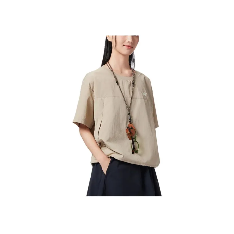 New Balance Drop Shoulder Sleeve T Shirt Women's Khaki-2