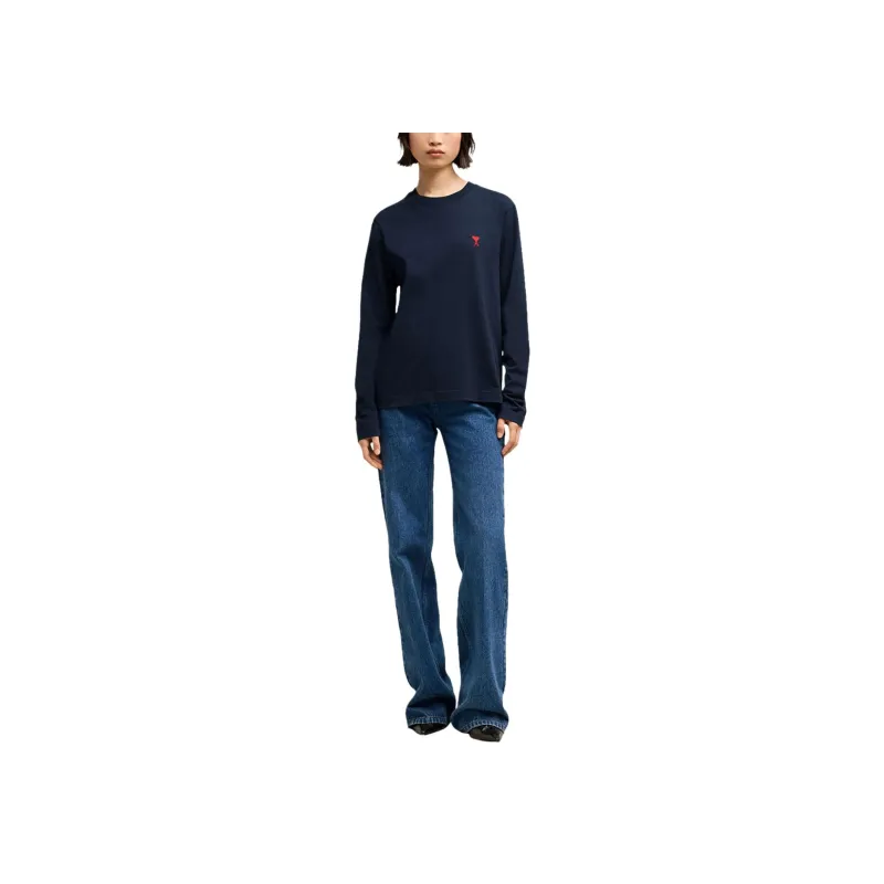 Ami Paris Embroidered Logo Organic Cotton Longsleeved Shirt-1
