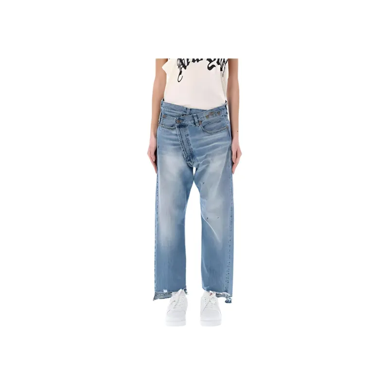 R13 Off centre Distressed Denim Trousers-0