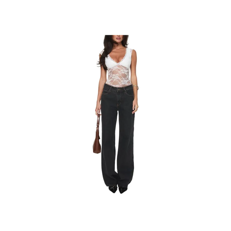 PRINCESS POLLY TANTALIZE BODYSUIT Bodysuits Women's White/White-1
