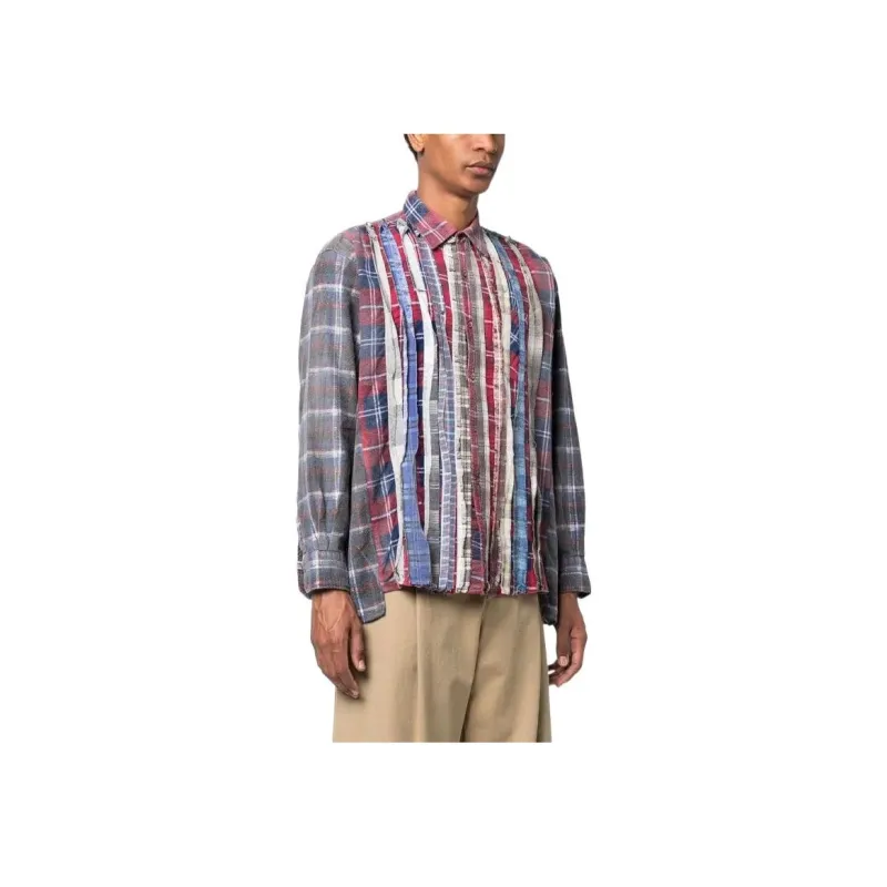 Needles Flannel Shirt Ribbon Wide Reflection Shirt-2