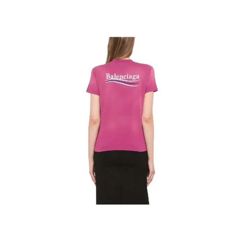 Balenciaga T Shirt 'Dark Fuschia/White/Blue'-5