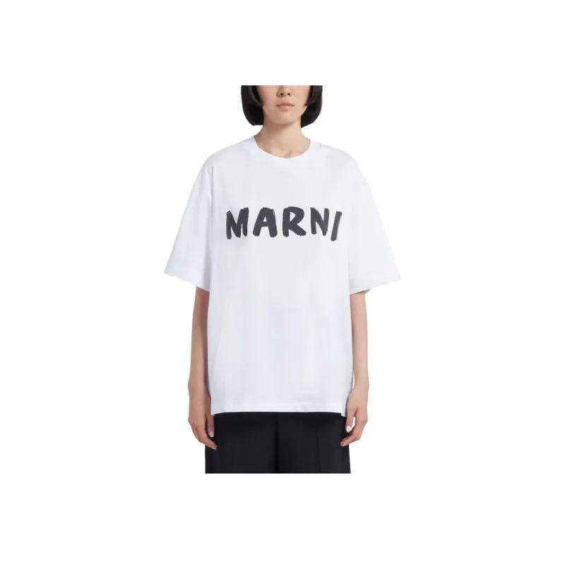 MARNI Oversized Logo T Shirts White-4