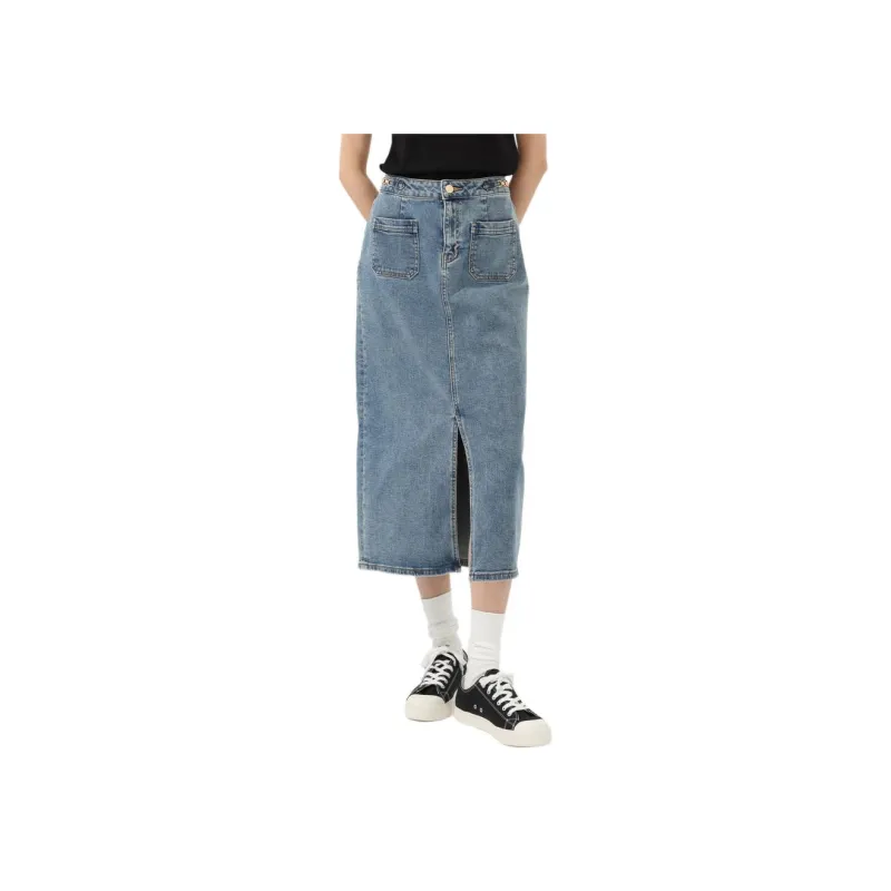 GUESS Denim Long Skirts Women's Denim Blue-1
