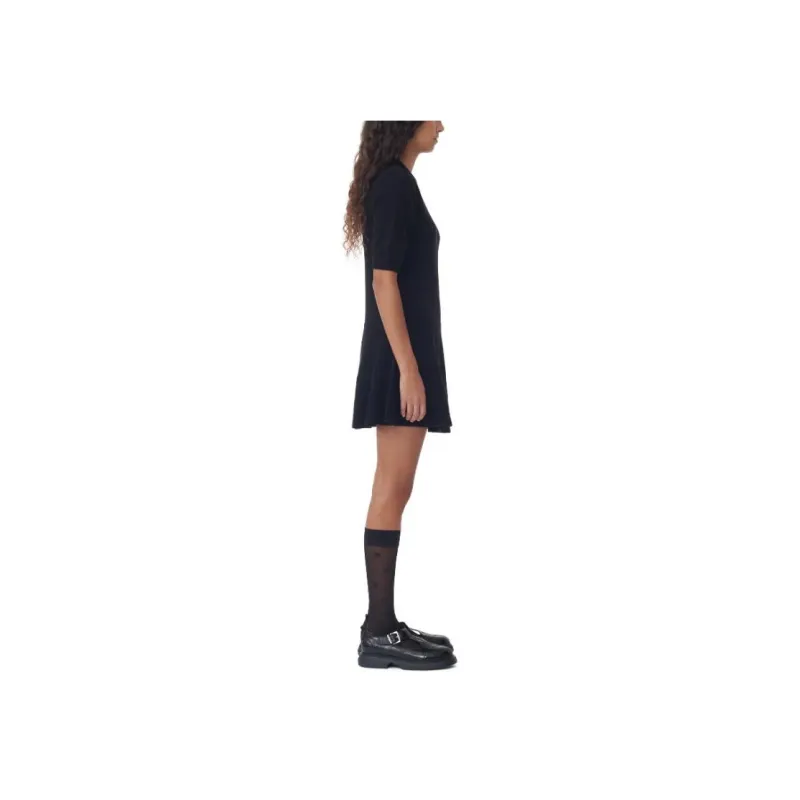 GANNI SS24 Short Sleeved Dress Women's Black-2