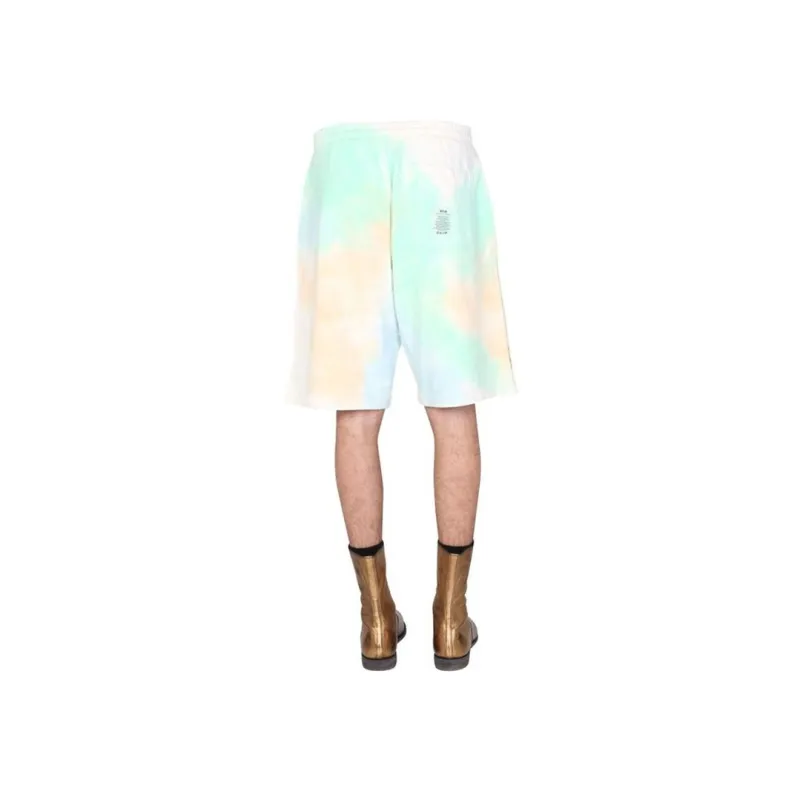 MSGM Fantastic Green Tie Dye Bermuda Shorts-3
