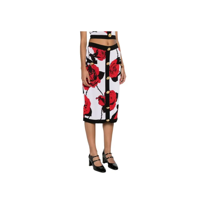 BALMAIN Floral Motif Midi Skirt-3