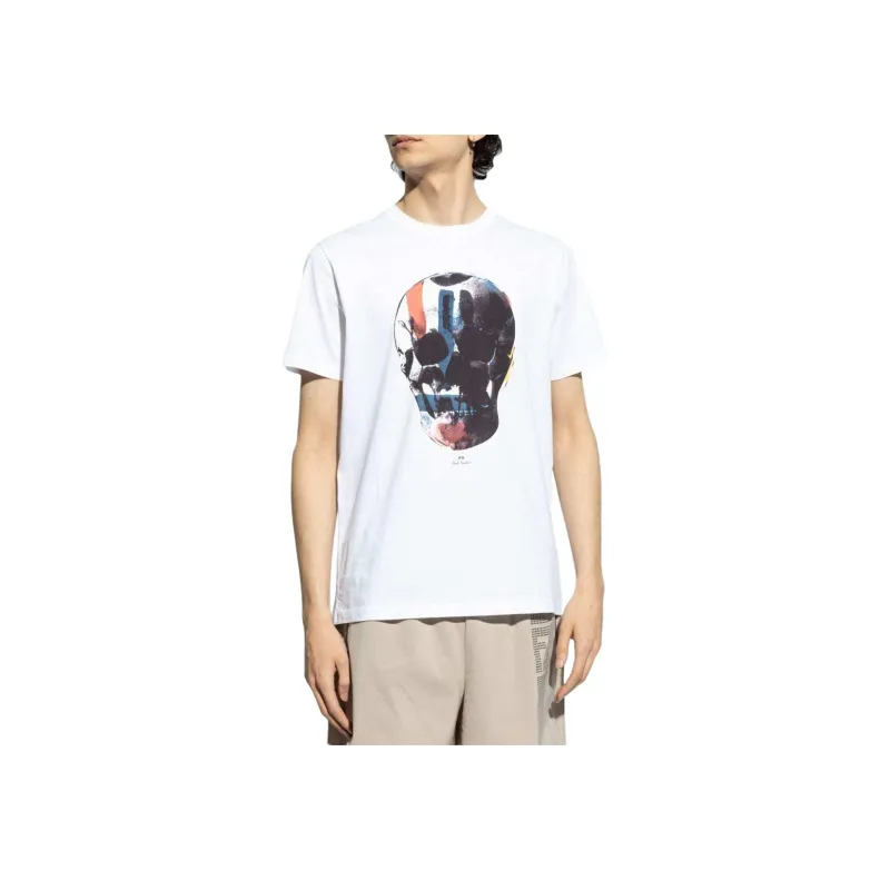 PS By Paul Smith Red Blue Skull Printed T Shirt-2
