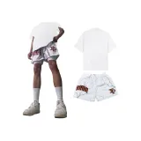 White Short-Sleeved Shirt+White Shorts[No Matching Needed Two-Piece Set]