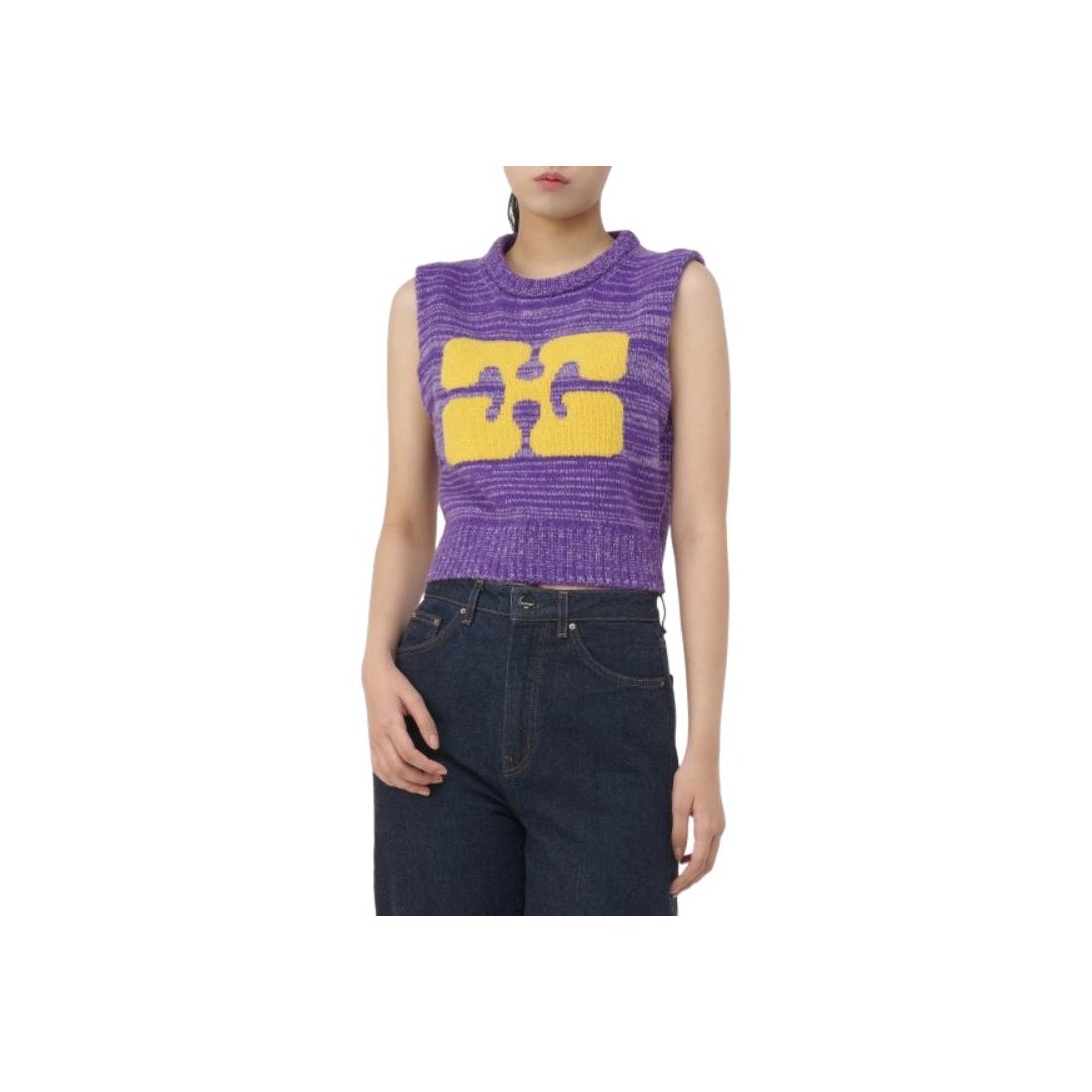 GANNI パープルグラフィックベスト GANNI Graphic Cropped Vest 'Purple' - POIZON