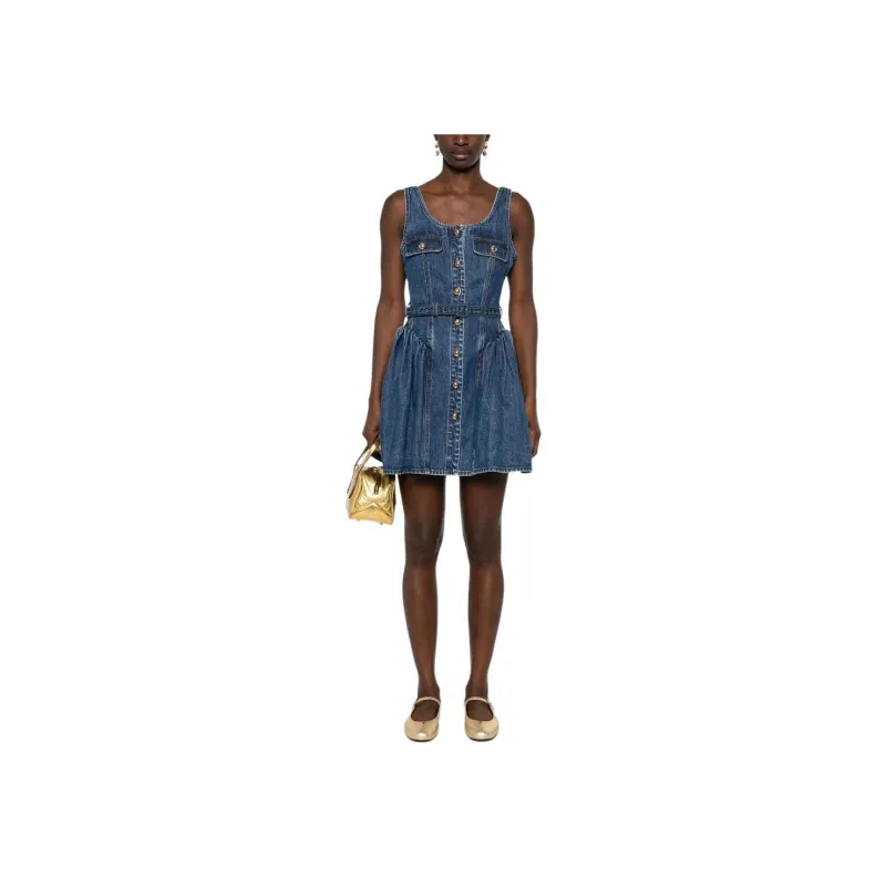 Self portrait Flared Denim Mini Dress-2