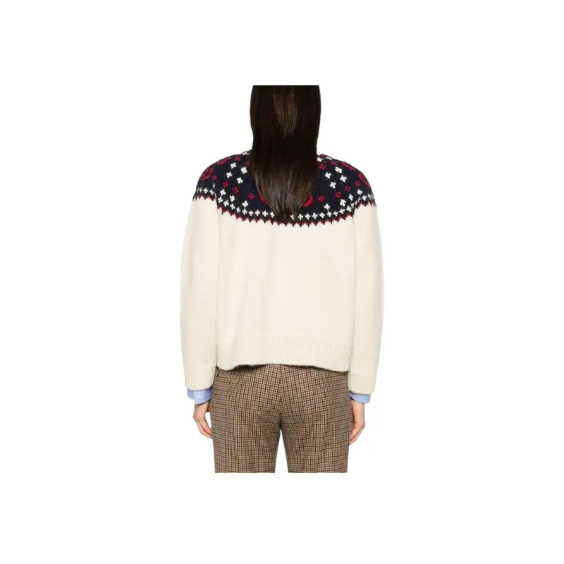 CELINE Triomphe Crew Neck Sweater In Fair Isle Wool-4
