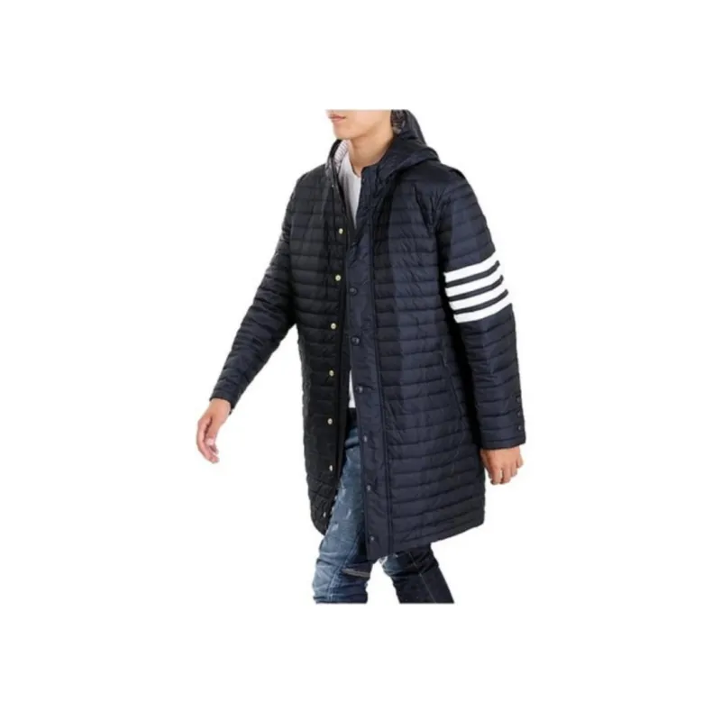 THOM BROWNE 4 Bar Hooded Down Coat-5