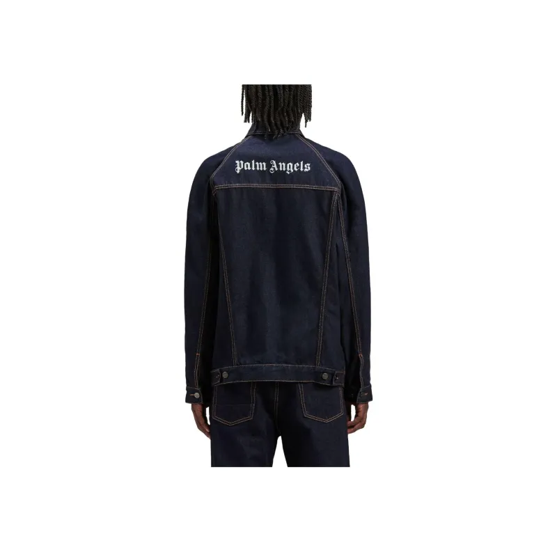 PALM ANGELS Embroidered logo Denim Jacket-4