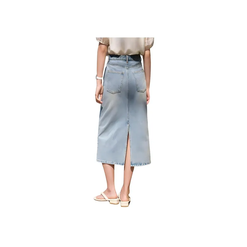 XWI Denim Long Skirts Women's Light Blue-1