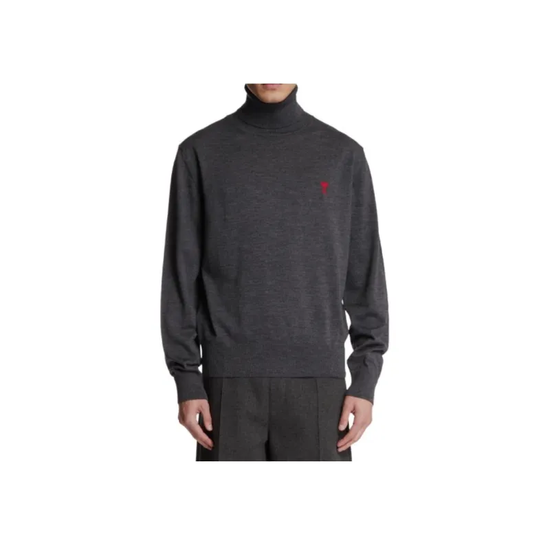Ami Paris Ami De Coeur Embroidery Turtleneck Sweater-4