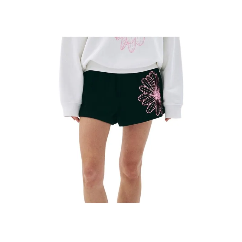 MARDI MERCREDI SS25 SWEAT SHORTS FLOWER_BLACK PINK Casual Shorts Korean Style Women's Black Pink-1