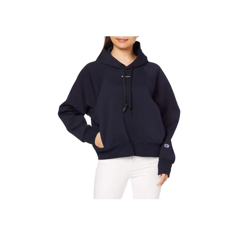 Champion Hooded Loose Fit Regular Sweatshirt Japan Version Women's Navy Blue-1