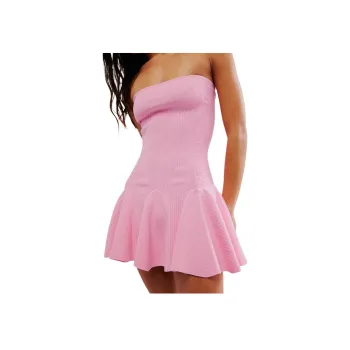 FREE PEOPLE Retrofete Annina Knit Dress Sleeveless Dress Women's Metallic Pink/Metal Pink
