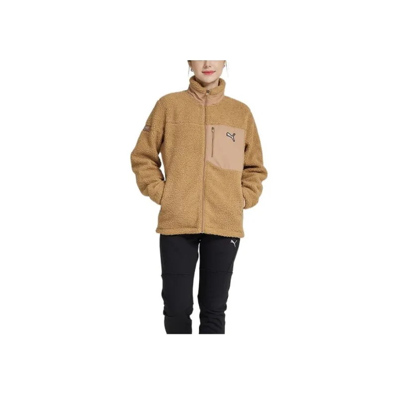 PUMA Solid Sherpa Velvet Jackets Unisex Khaki-2