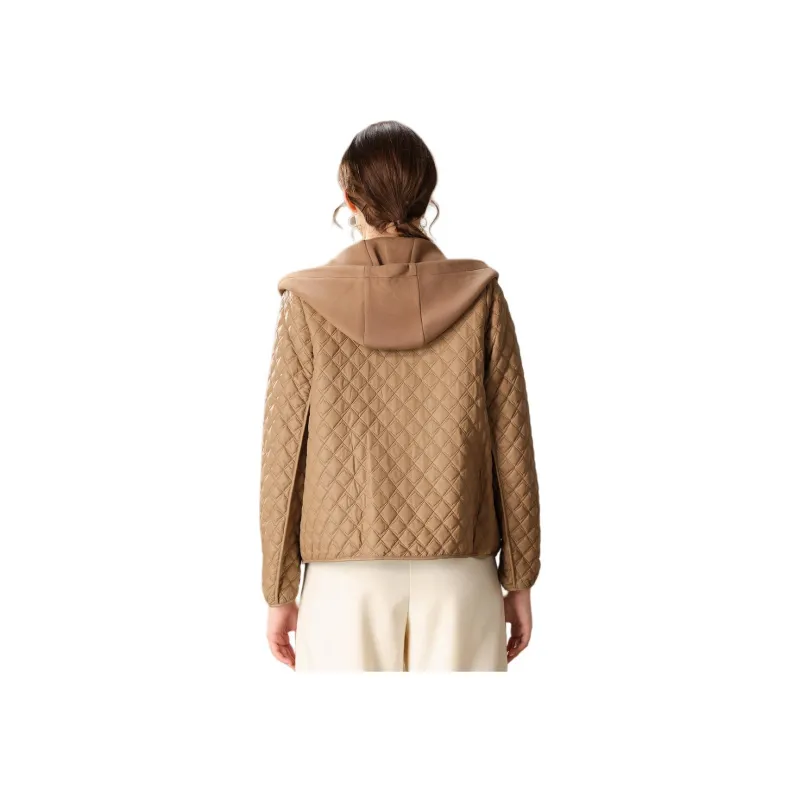 FENHONGMALI Puffer Jacket Women's Light Coffee-0