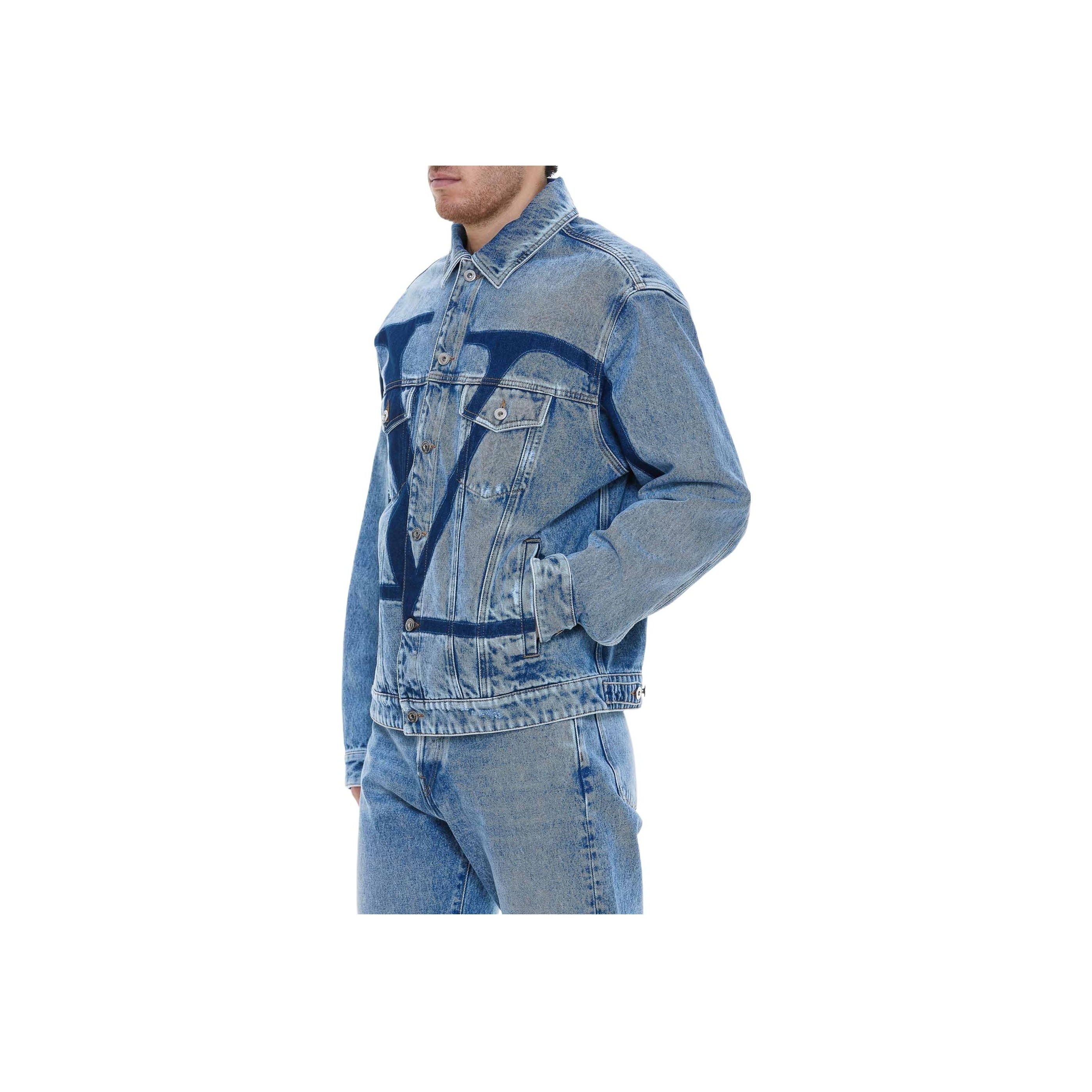 Valentino Denim Jackets Men Blue - POIZON