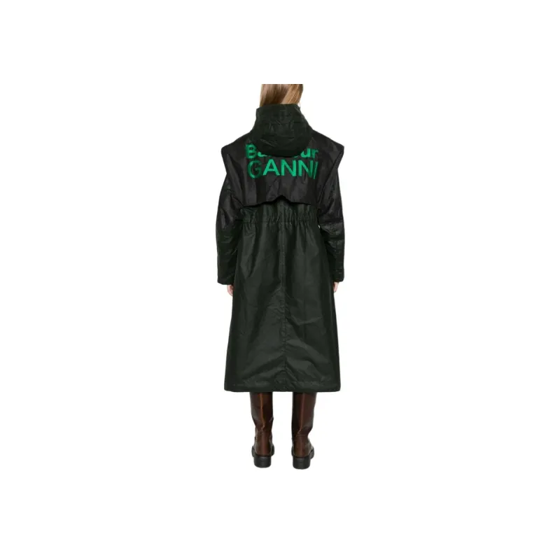 BARBOUR X Ganni Waxed Parka Coat-2